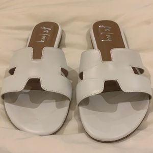 French Sole White Leather Alibi Sandals 9.5